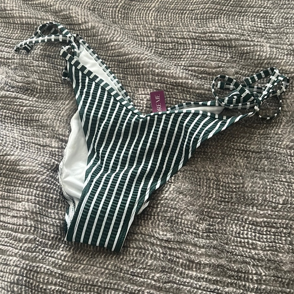 Bottoms only!!! Cute green and white striped bikini bottoms